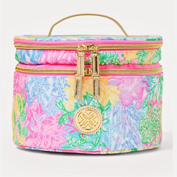 NWT Lilly Pulitzer round cosmetic case Multi Bright Delight...